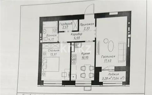 Продажа 2-комнатной квартиры, 57.43 м² в Астане