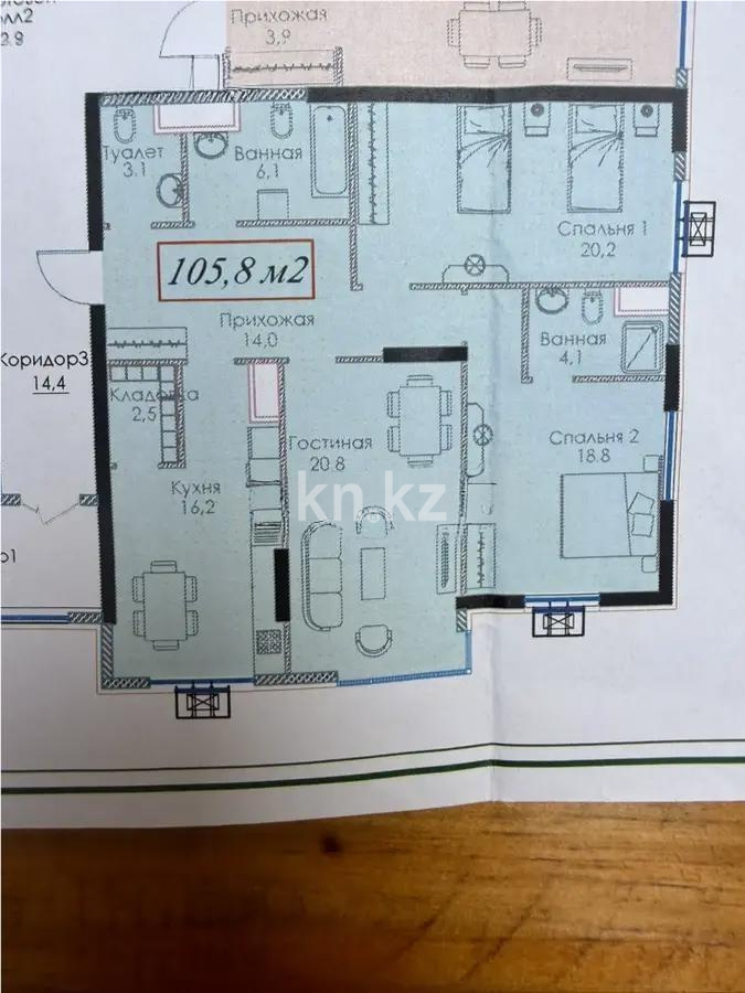 Продажа 3-комнатной квартиры, 106 м² в Алматы