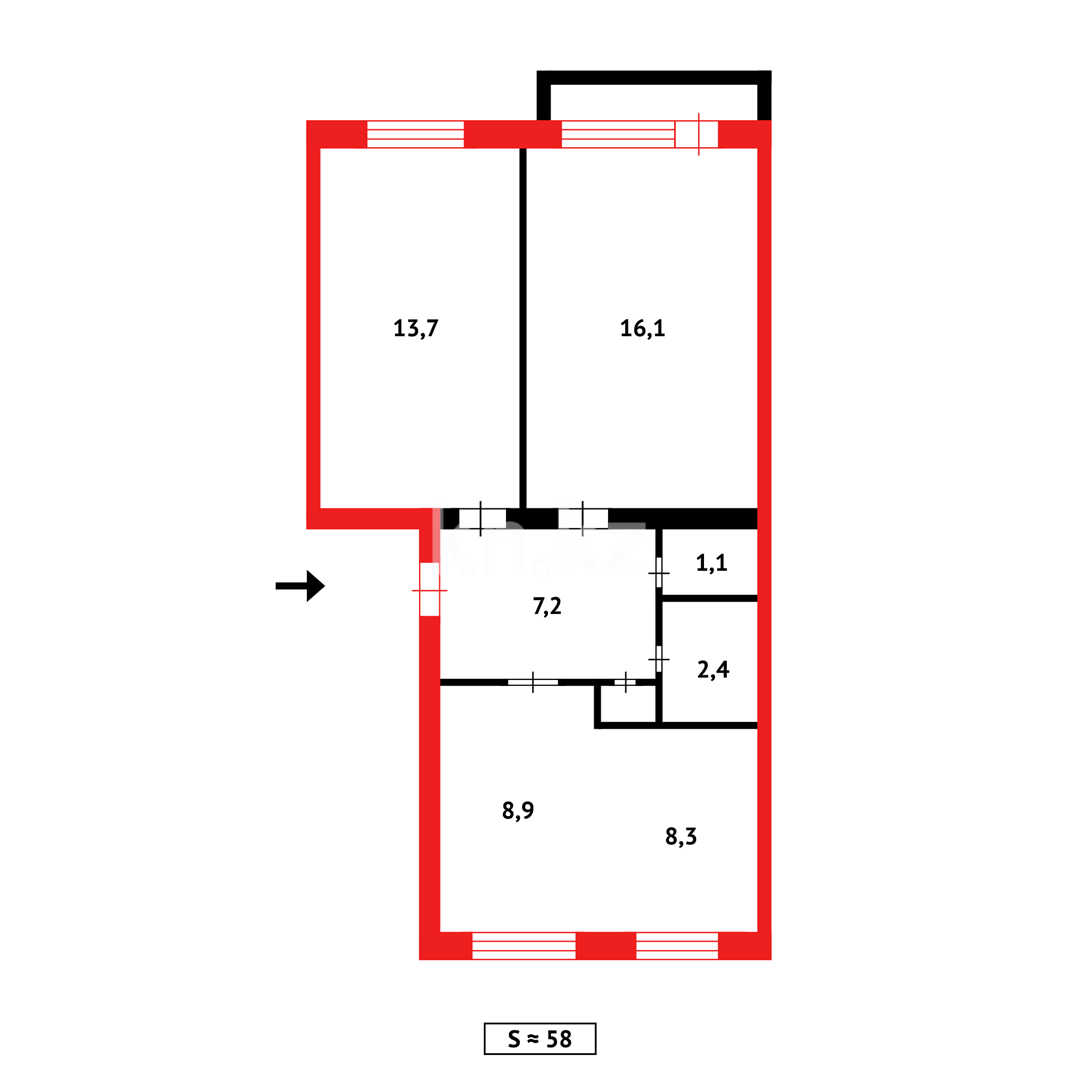 Продажа 3-комнатной квартиры, 58 м², 68-й квартал в Темиртау - фото 12