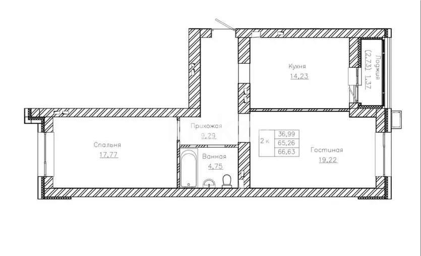 Продажа 2-комнатной квартиры, 66.1 м² в Астане