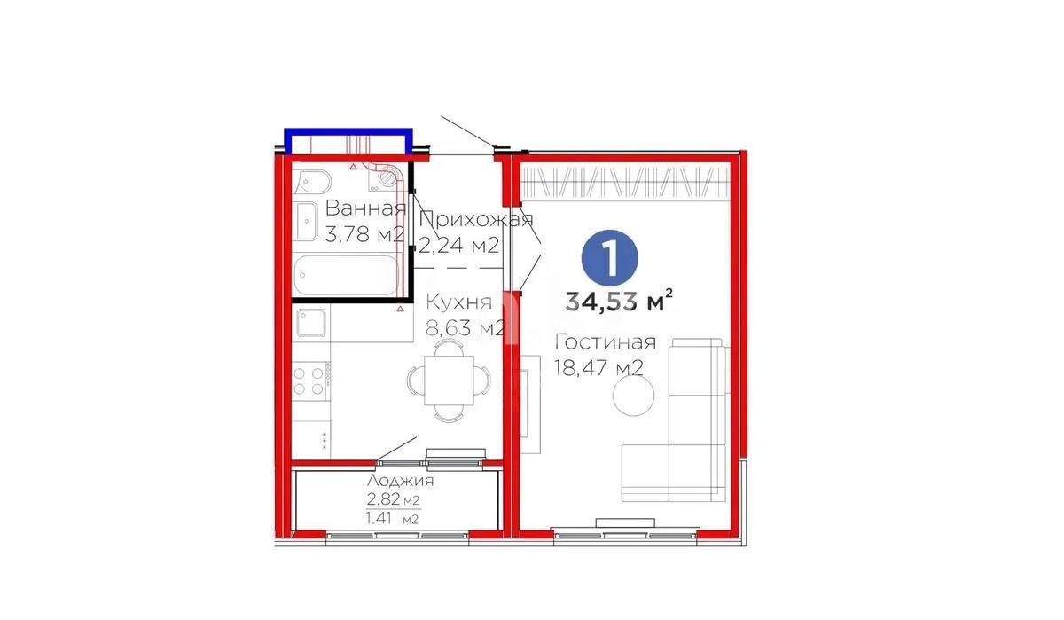 Продажа 1-комнатной квартиры, 34.5 м² в Астане