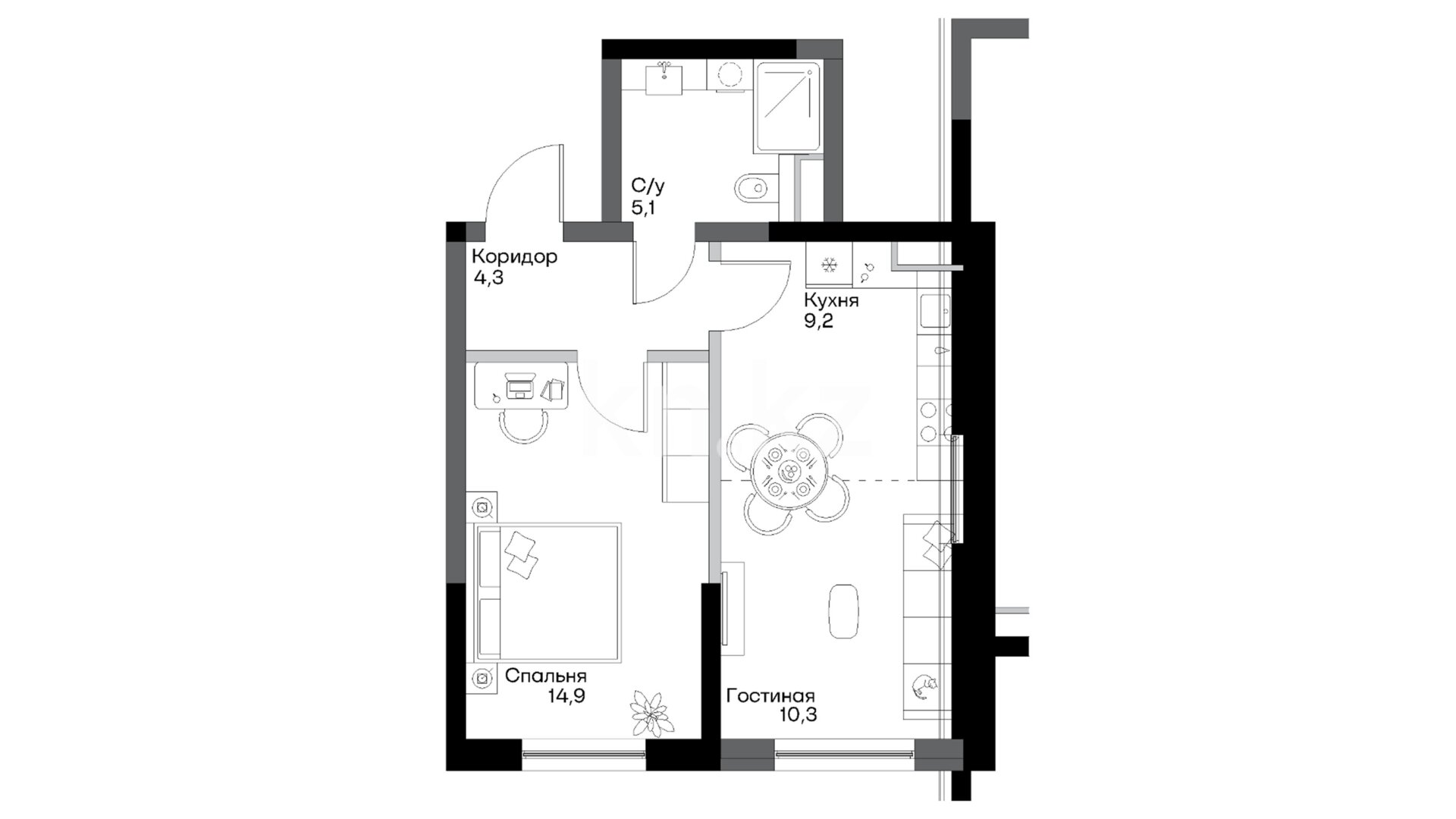 ЖК Buta Mirai, 2-комнатная, цена 29 488 280 ₸, 575 943 ₸&nbsp;/&nbsp;м²