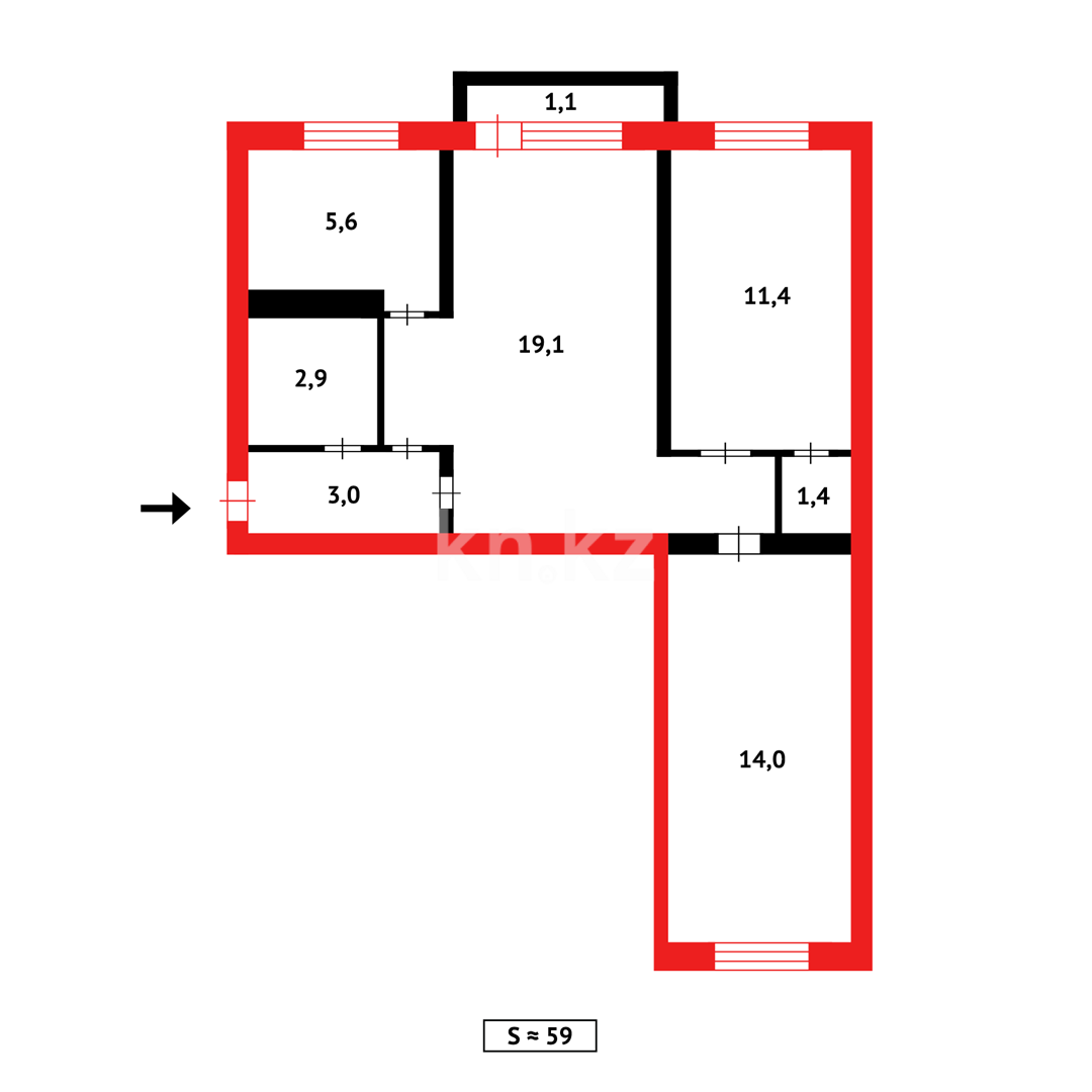 Продажа 3-комнатной квартиры, 58 м², ул. Ермекова в Абае - фото 10