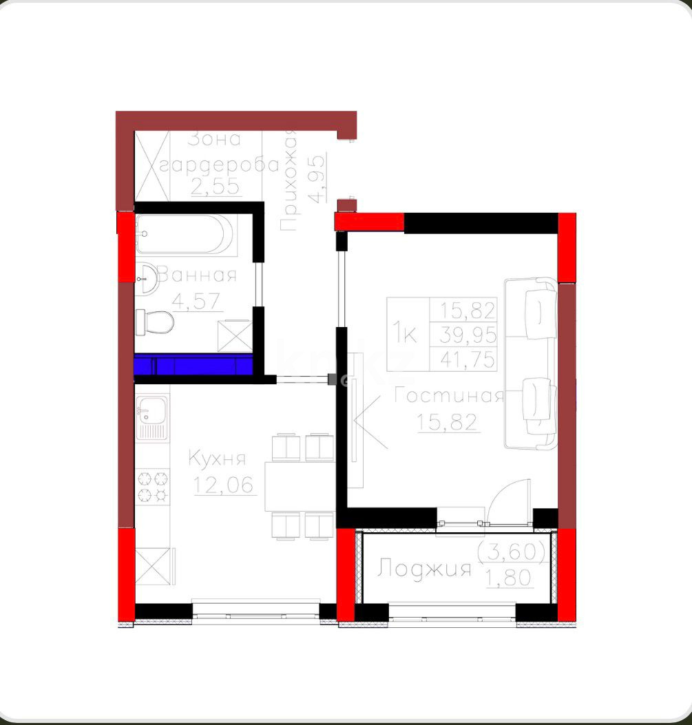 Продажа 1-комнатной квартиры, 42 м² в Астане