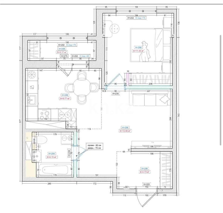 Продажа 2-комнатной квартиры, 48 м² в Астане - фото 5