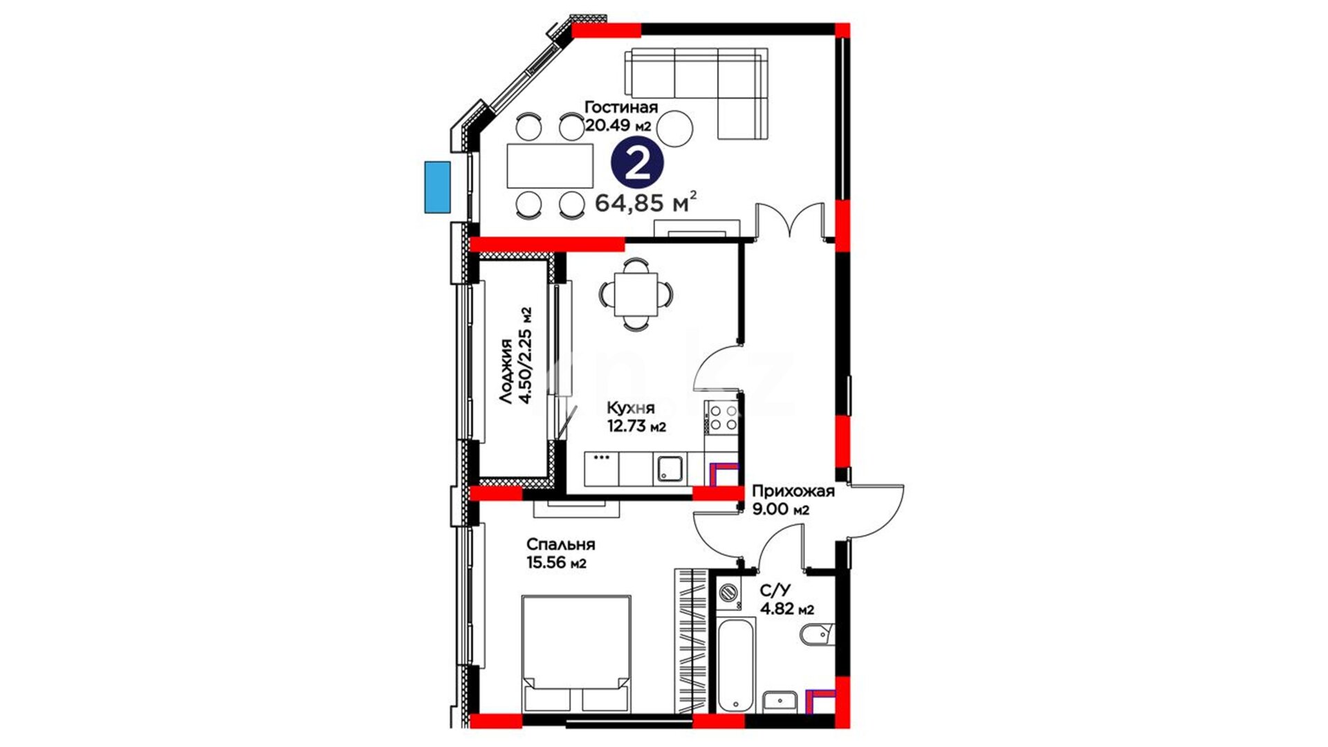ЖК Greenline. Velora, 2-комнатная, цена 52 820 325 ₸, 814 501 ₸&nbsp;/&nbsp;м²