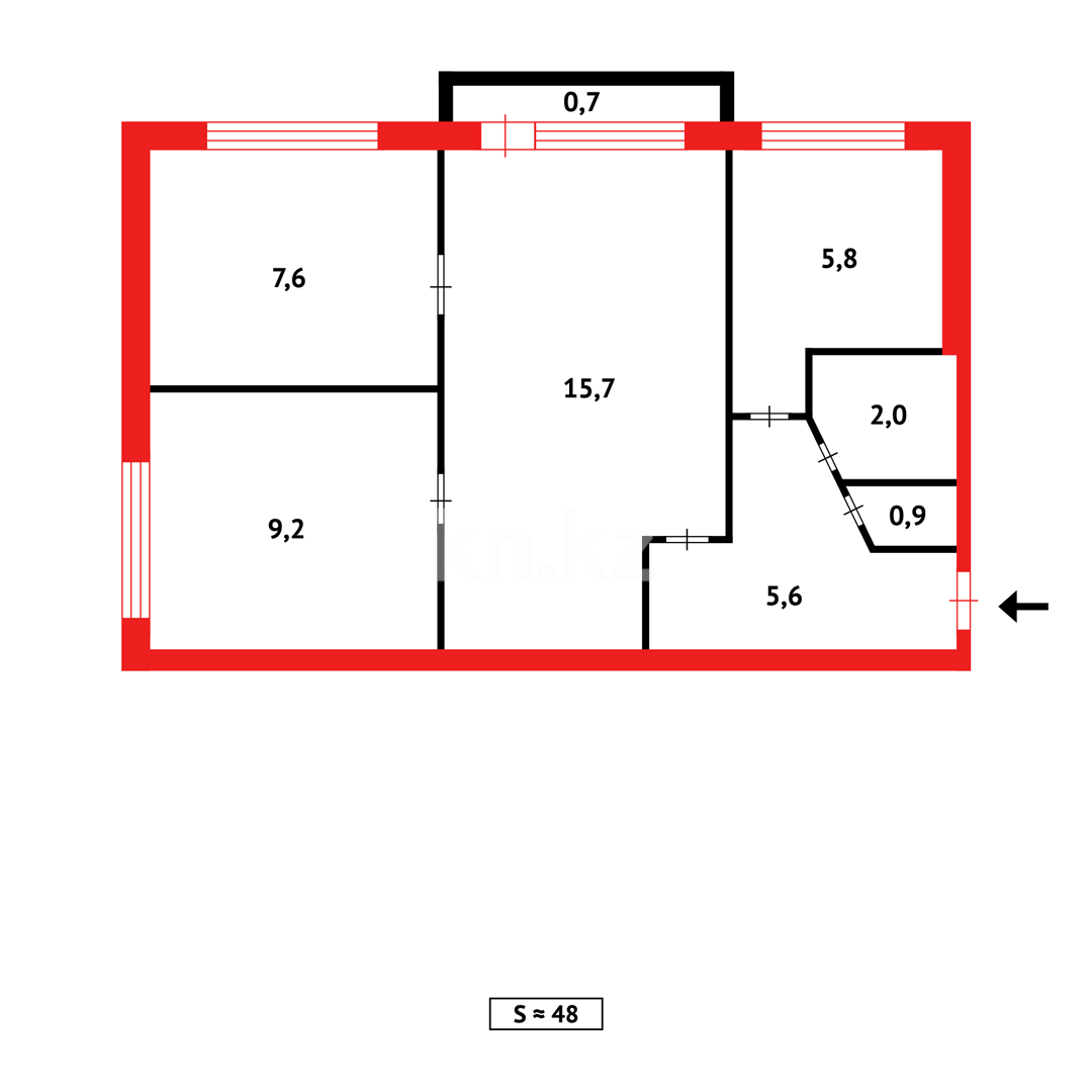 Продажа 3-комнатной квартиры, 48 м², 17-й мкр., дом  52 в Караганде - фото 14