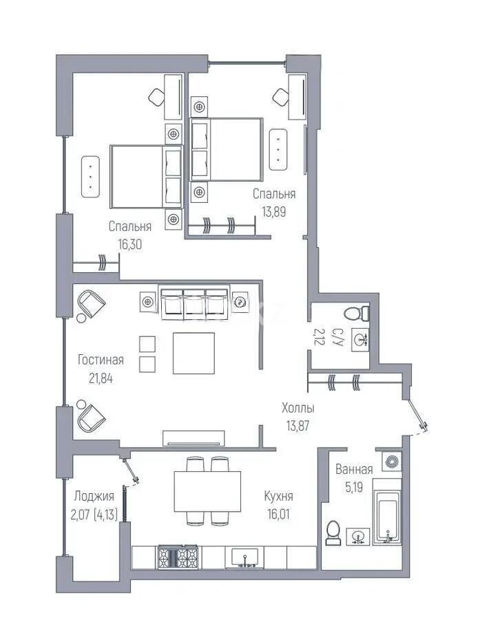 Продажа 3-комнатной квартиры, 91 м² в Астане