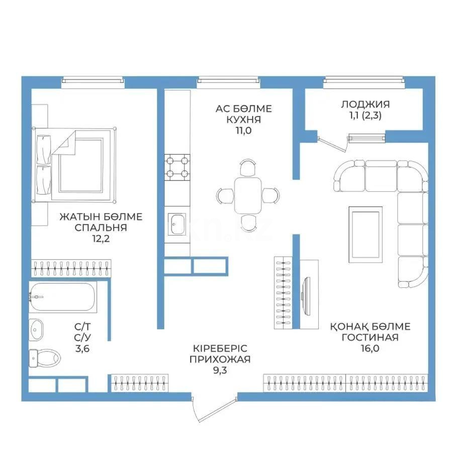 Продажа 2-комнатной квартиры, 54 м², пр. Райымбека, дом  590/7 в Алматы