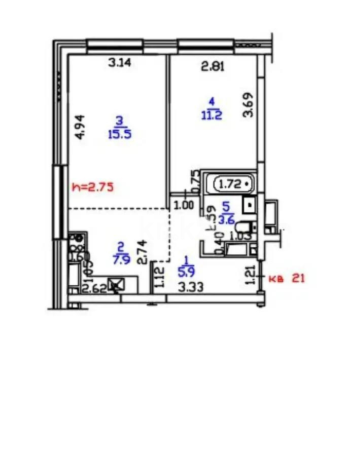 Продажа 2-комнатной квартиры, 44 м² в Алматы