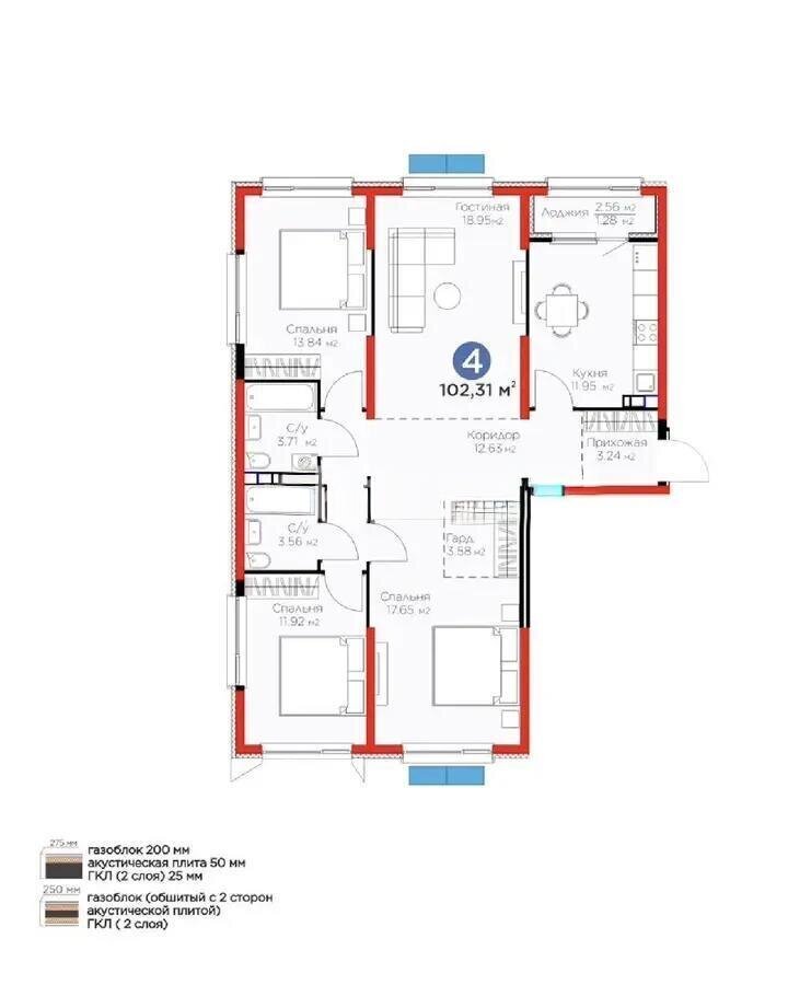 Продажа 4-комнатной квартиры, 102.31 м² в Алматы