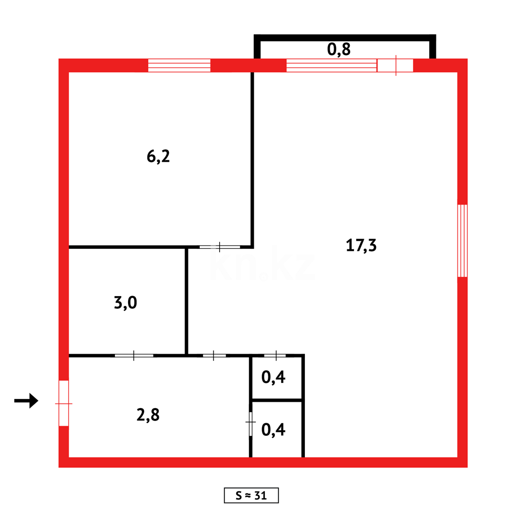 Продажа 1-комнатной квартиры, 31 м² в Темиртау - фото 8