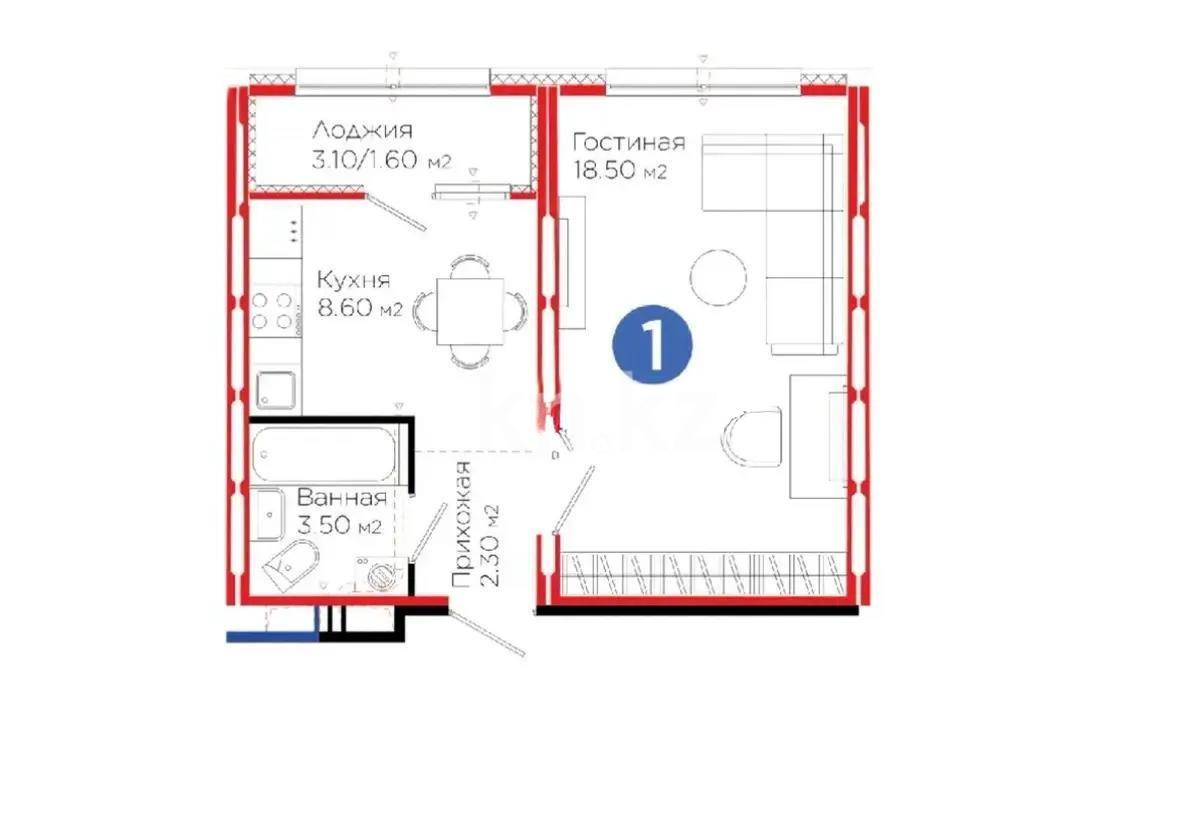 Продажа 2-комнатной квартиры, 35 м², ул. Е-103, дом  5а в Астане - фото 6