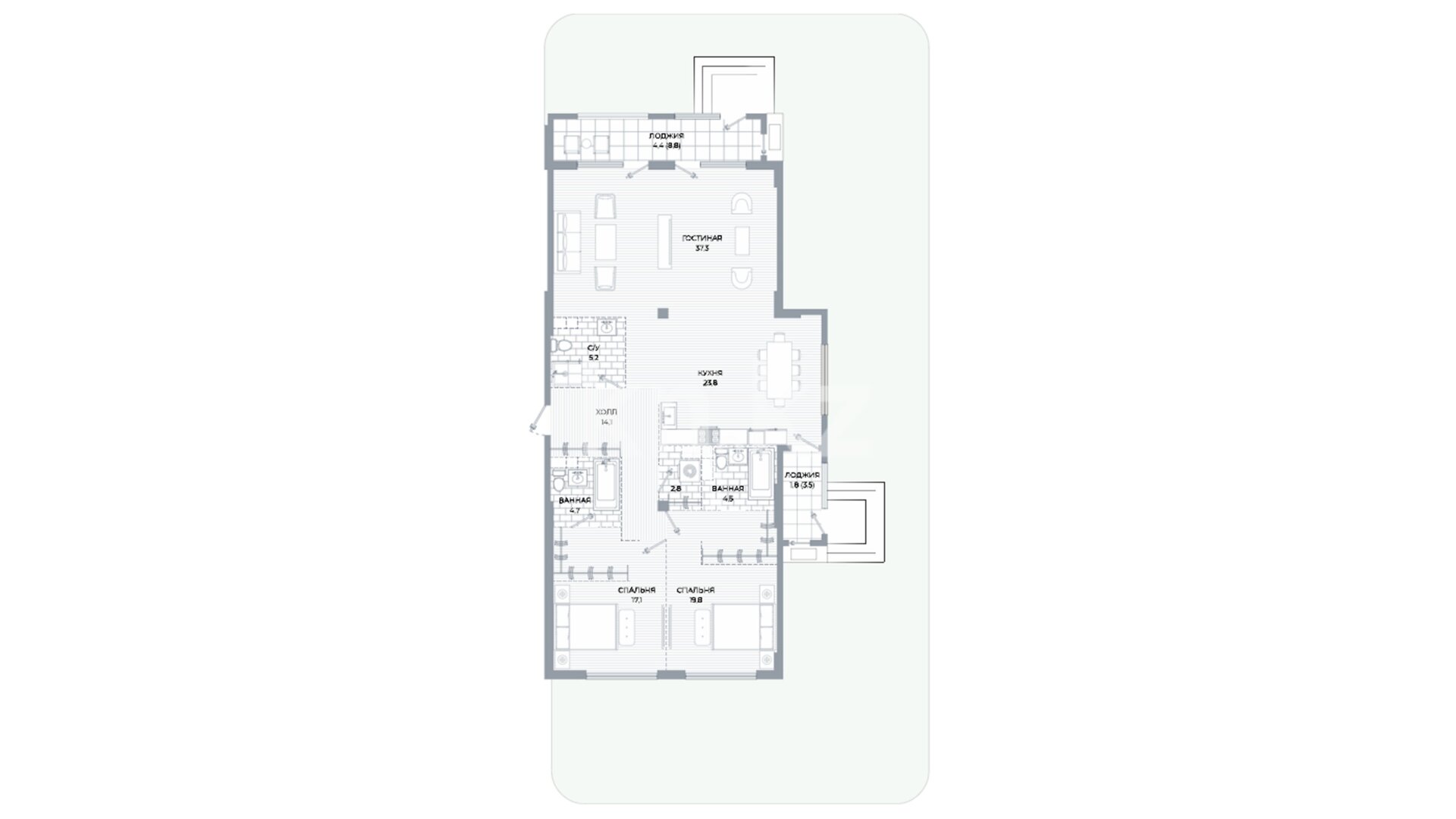 ЖК Parkville, 3-комнатная, цена 192 220 001 ₸, 1 400 000 ₸&nbsp;/&nbsp;м²