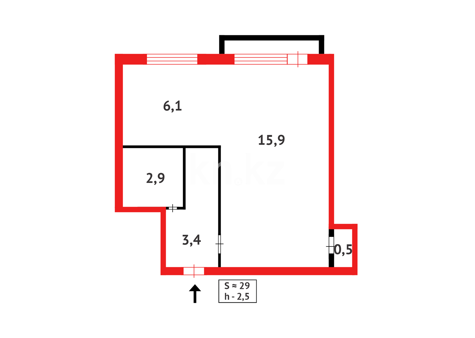 Продажа 1-комнатной квартиры, 30 м², ул. Полетаева в Караганде - фото 7