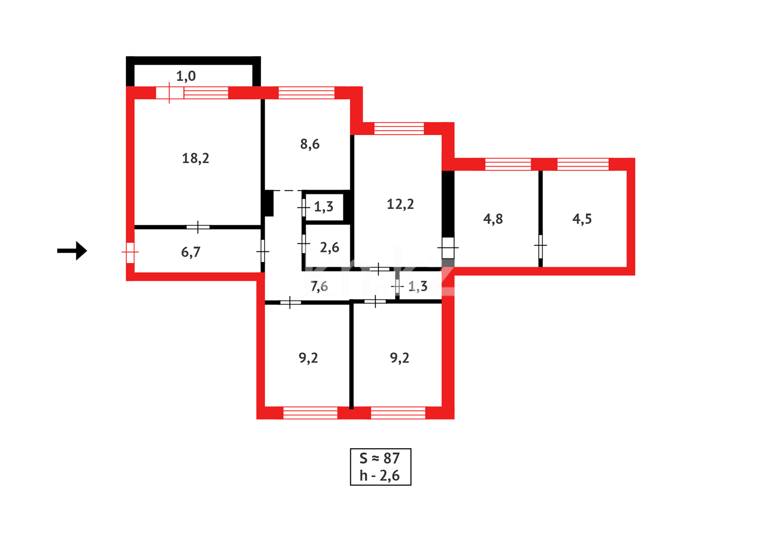Продажа 4-комнатной квартиры, 87 м², мкр-н Орбита-1 в Караганде - фото 23