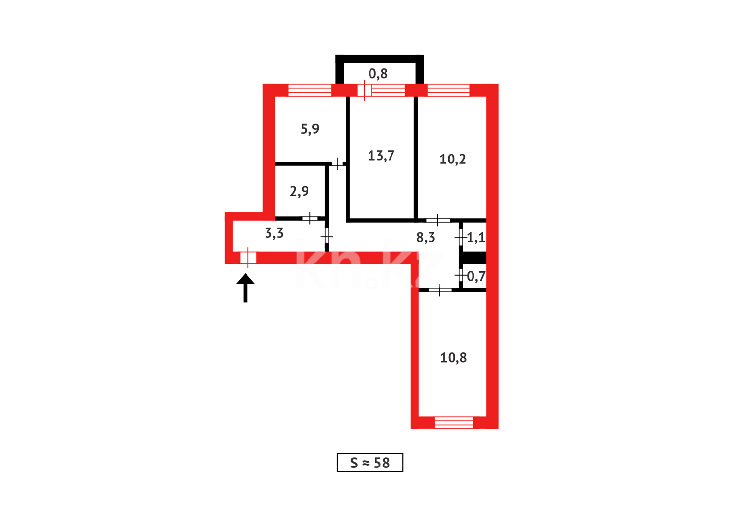 Продажа 3-комнатной квартиры, 57 м² в Темиртау - фото 12