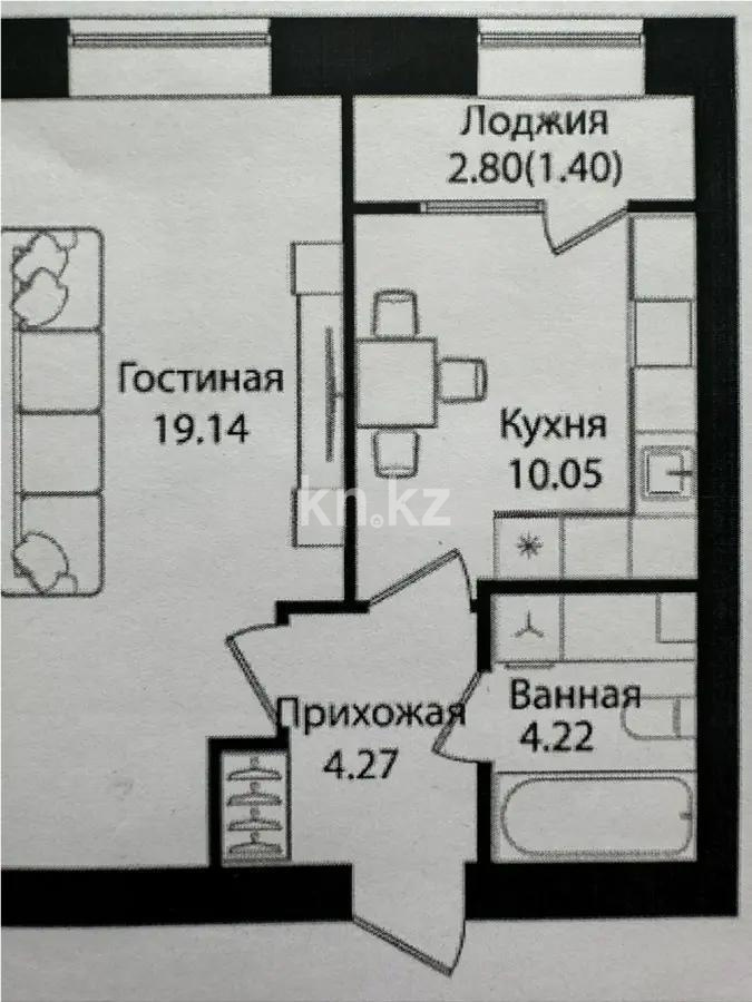 Продажа 1-комнатной квартиры, 39.8 м² в Астане