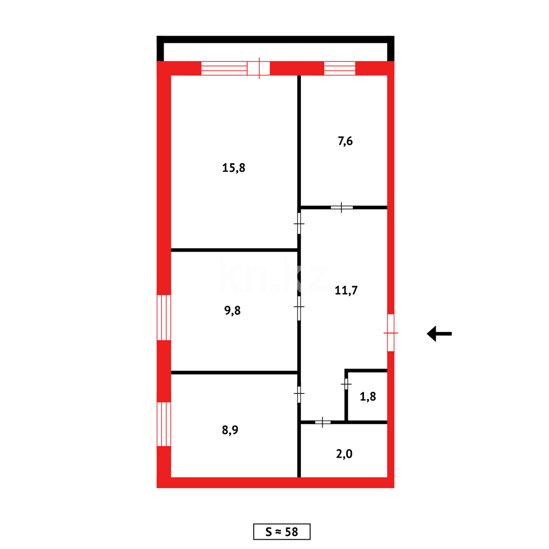Продажа 3-комнатной квартиры, 58 м² в Караганде - фото 13