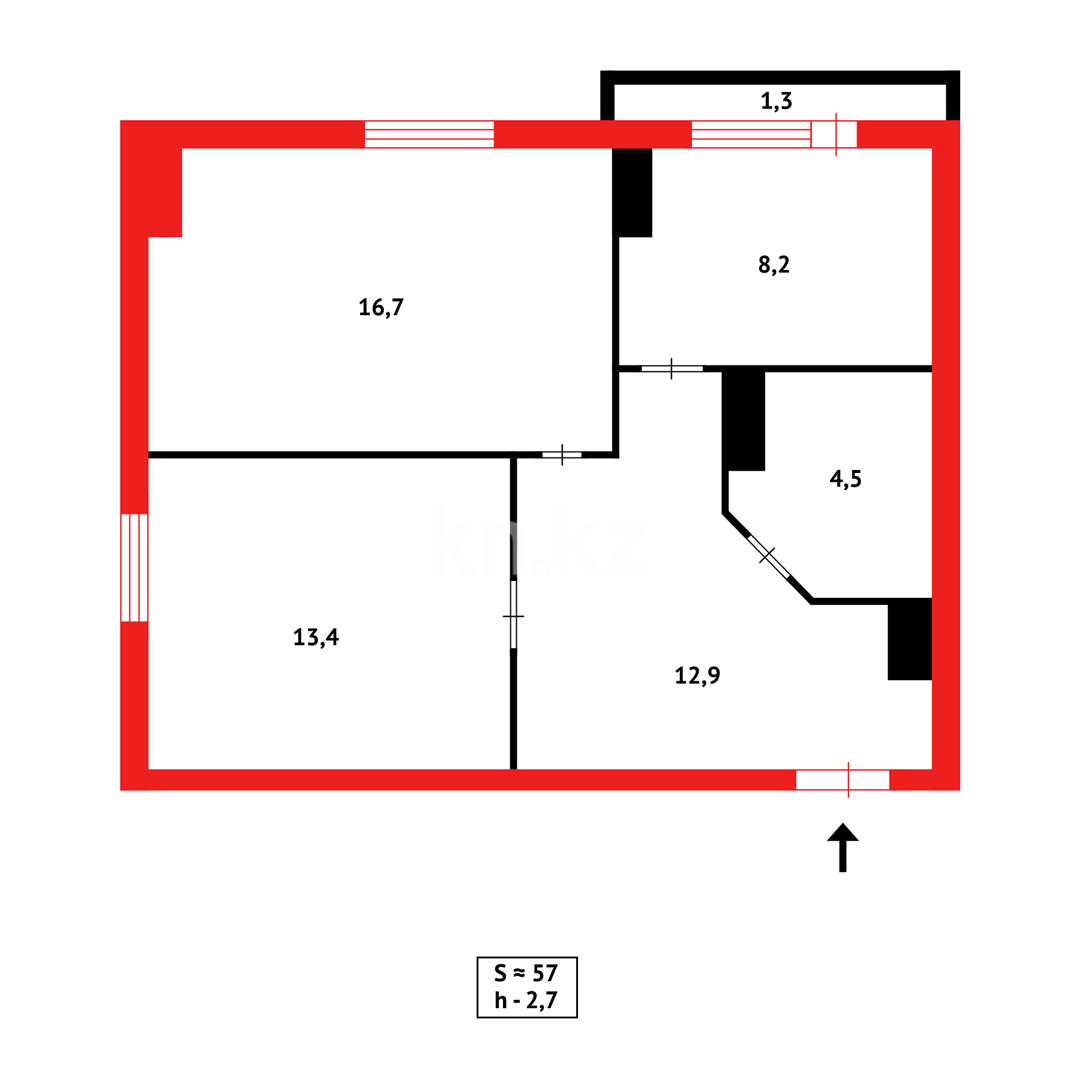 Продажа 2-комнатной квартиры, 56 м² в Астане - фото 16