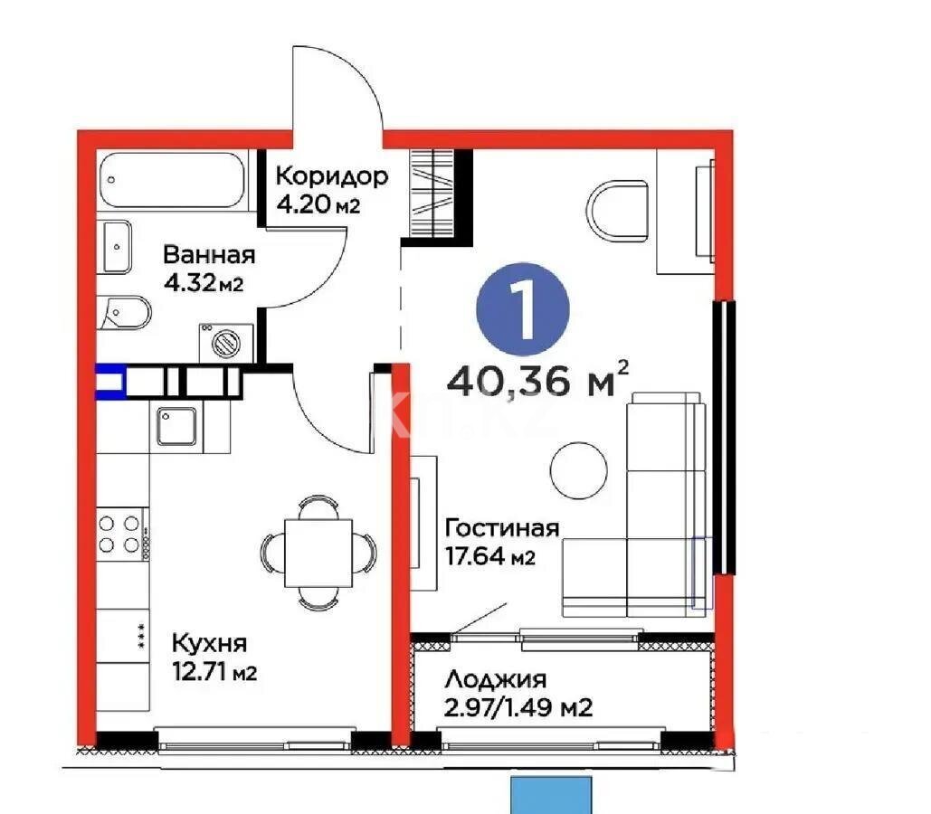 Продажа 1-комнатной квартиры, 40 м² в Алматы