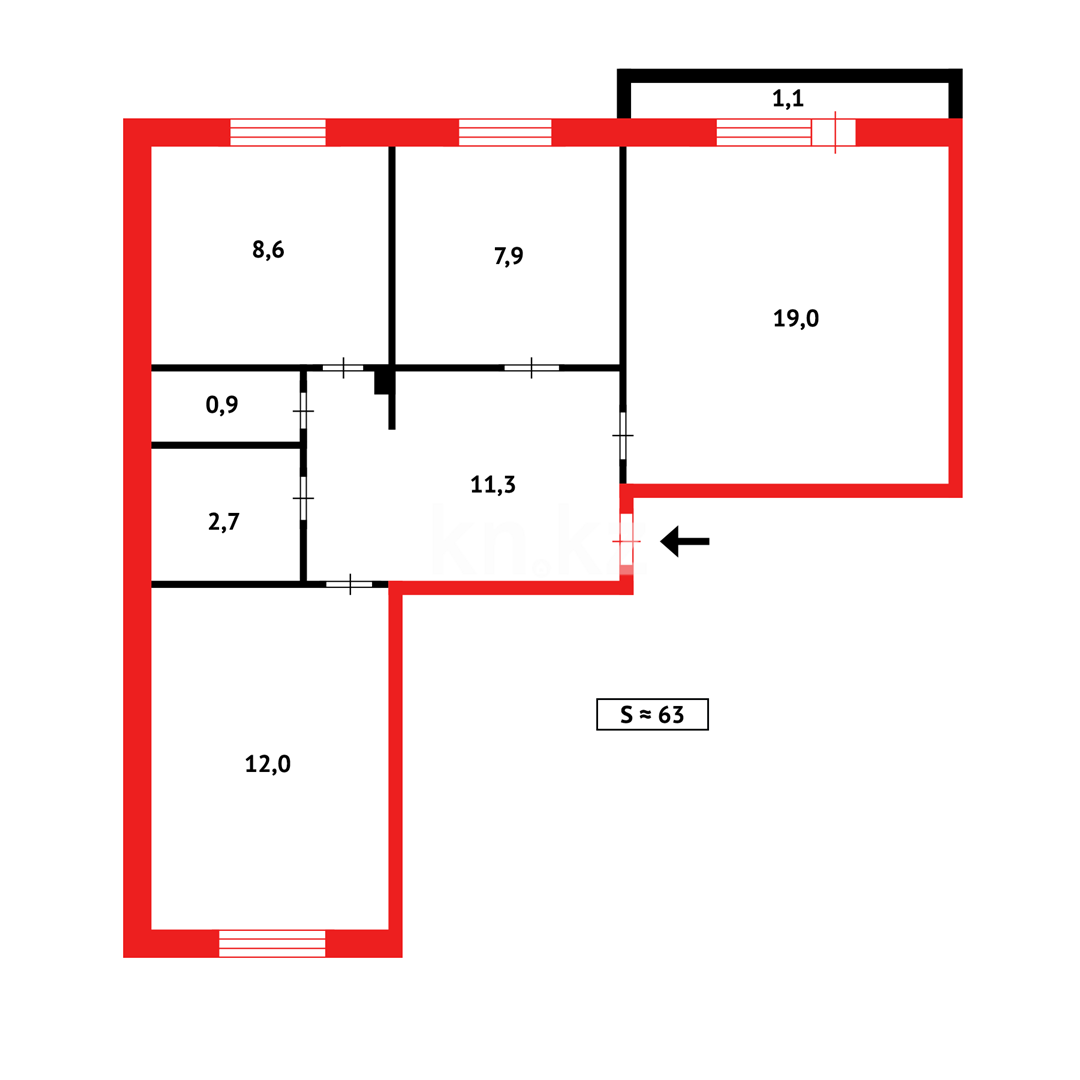 Продажа 3-комнатной квартиры, 64 м², 6-й мкр. в Темиртау - фото 12