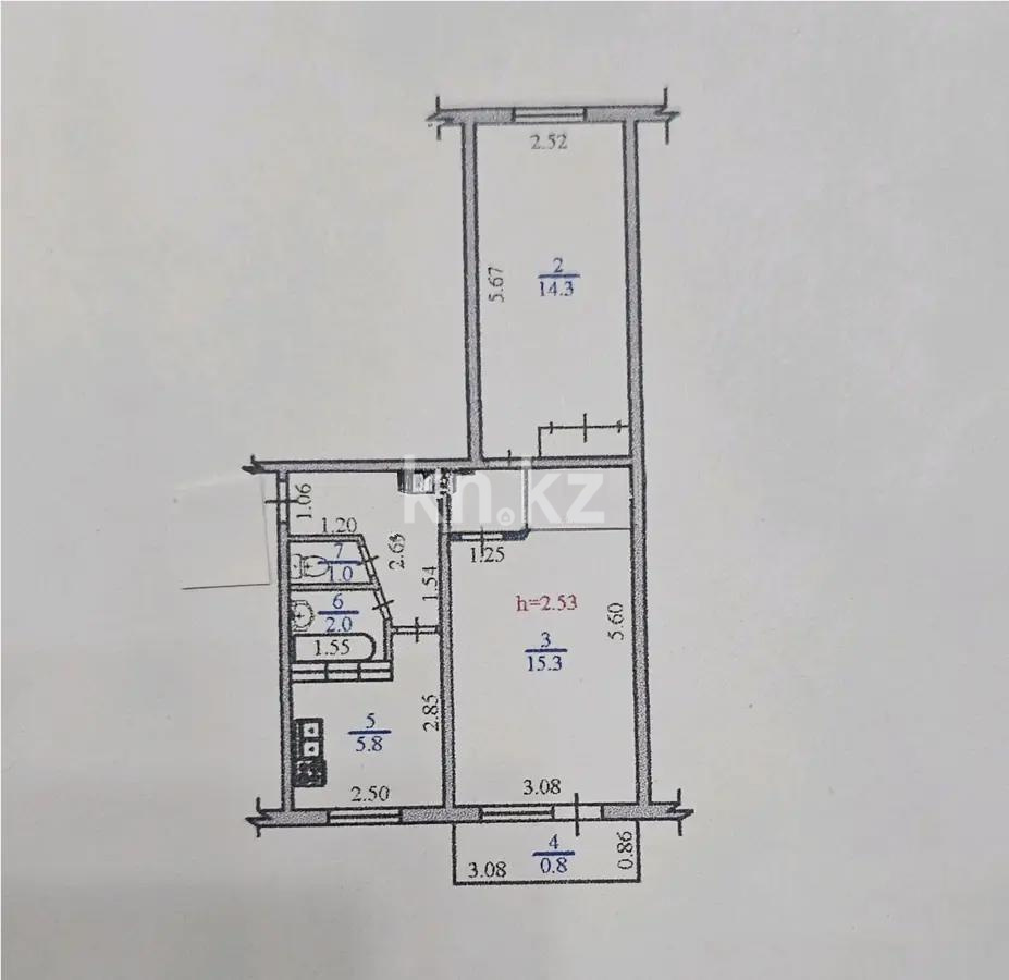 Продажа 2-комнатной квартиры, 45.7 м² в Алматы