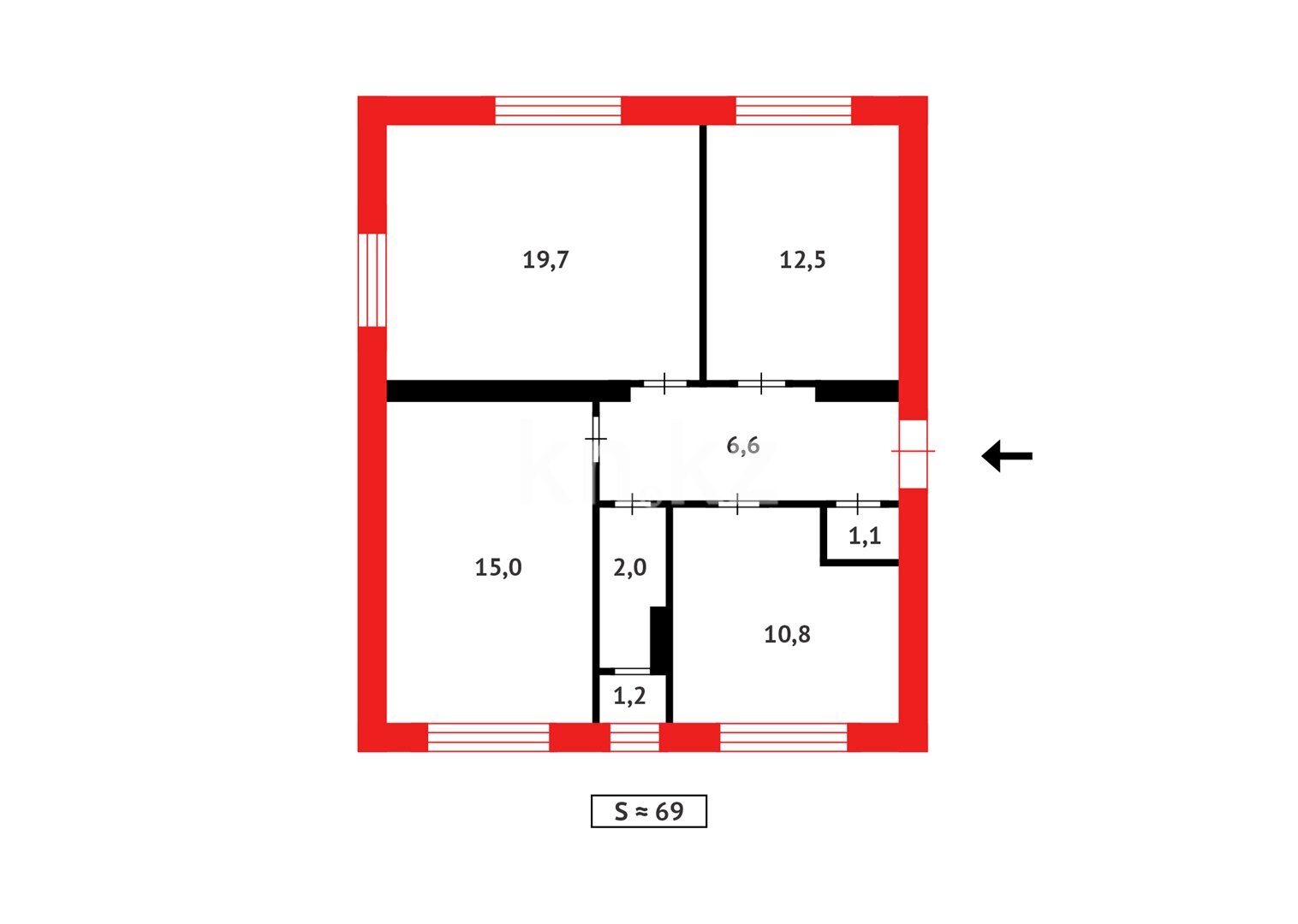 Продажа 3-комнатной квартиры, 68 м² в Караганде - фото 10