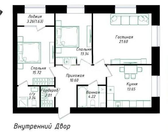 Продажа 3-комнатной квартиры, 86.11 м² в Астане
