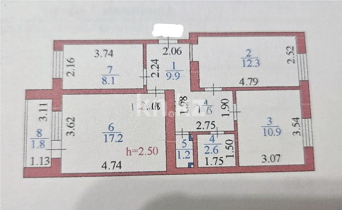 Продажа 3-комнатной квартиры, 64.9 м², ул. Куйши Дина, дом  46/2 в Астане - фото 8