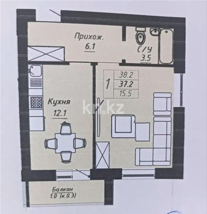 Продажа 1-комнатной квартиры, 39 м² в Астане