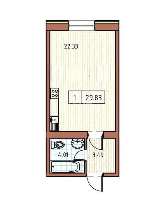 Продажа 1-комнатной квартиры, 29.83 м², ул. Жантай батыр, дом  66 в Астане