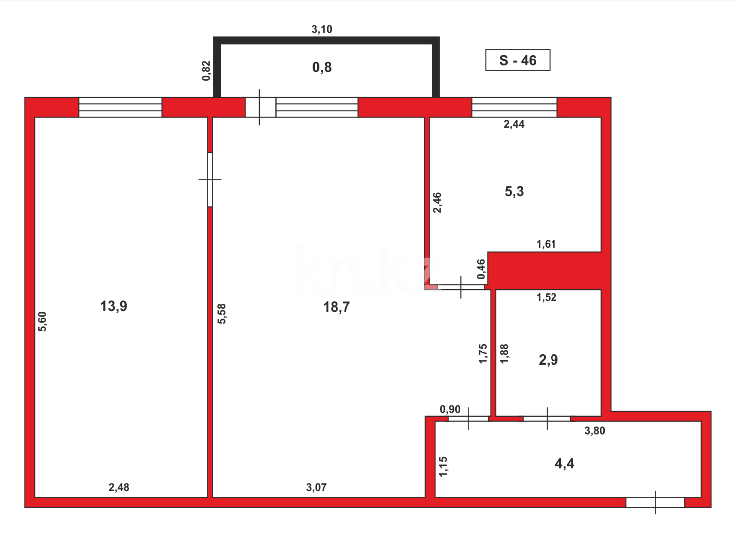 Продажа 2-комнатной квартиры, 44 м², мкр-н 12 в Караганде - фото 13
