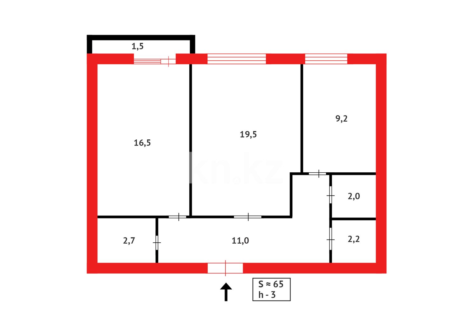 Продажа 2-комнатной квартиры, 67 м² в Караганде - фото 7