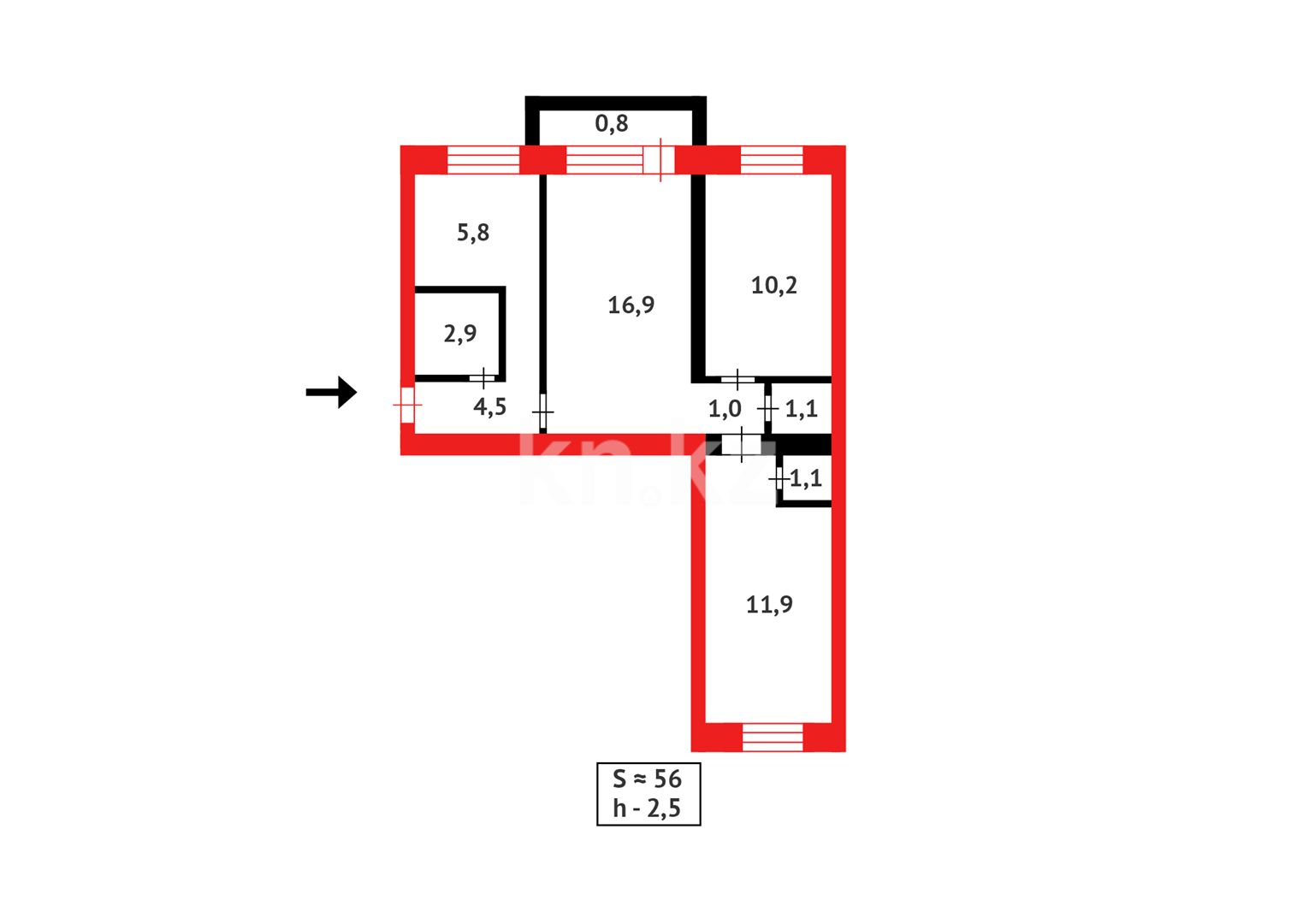 Продажа 3-комнатной квартиры, 56 м² в Абае - фото 6