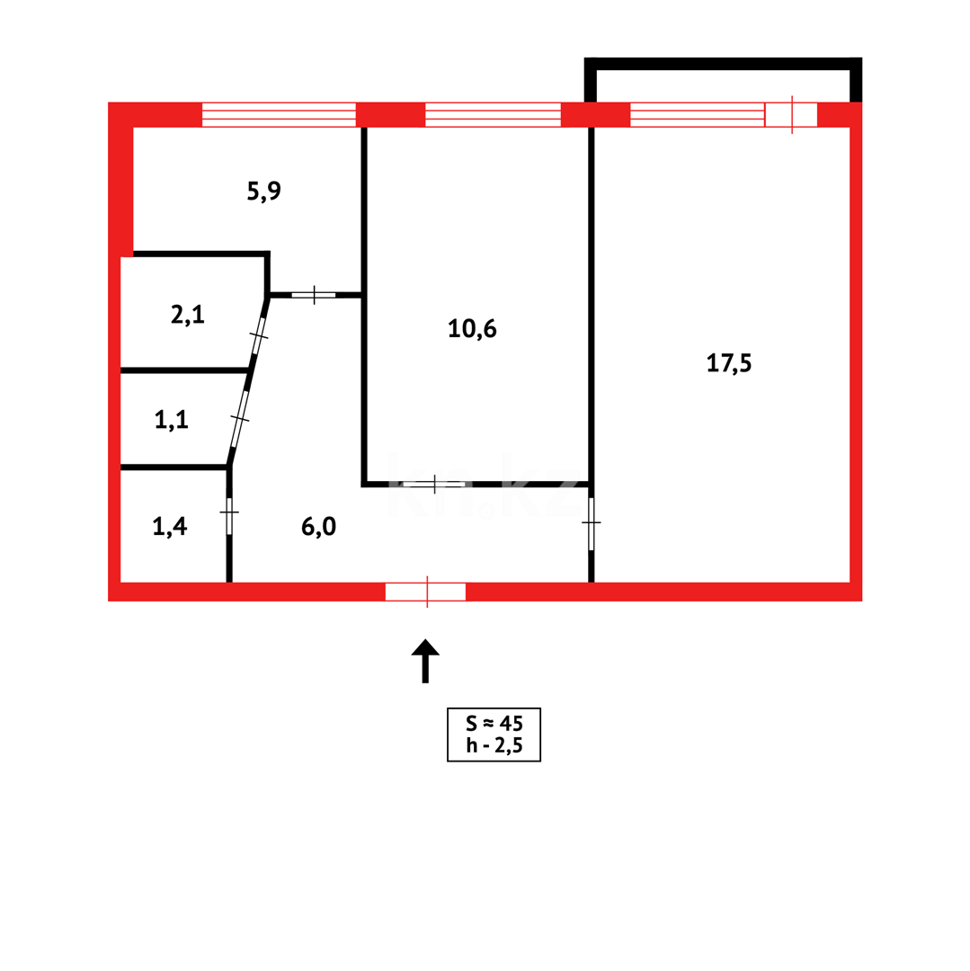 Продажа 2-комнатной квартиры, 45 м², мкр-н Восток-1, дом  13 в Караганде - фото 7