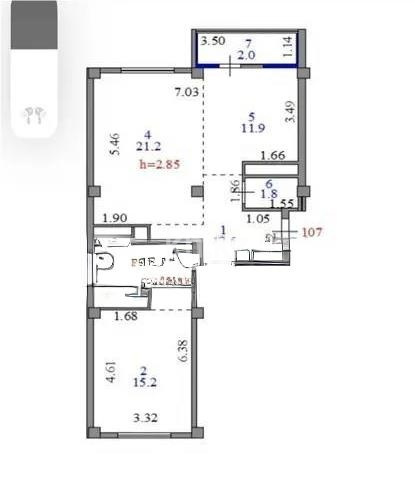 Продажа 2-комнатной квартиры, 69.5 м² в Астане