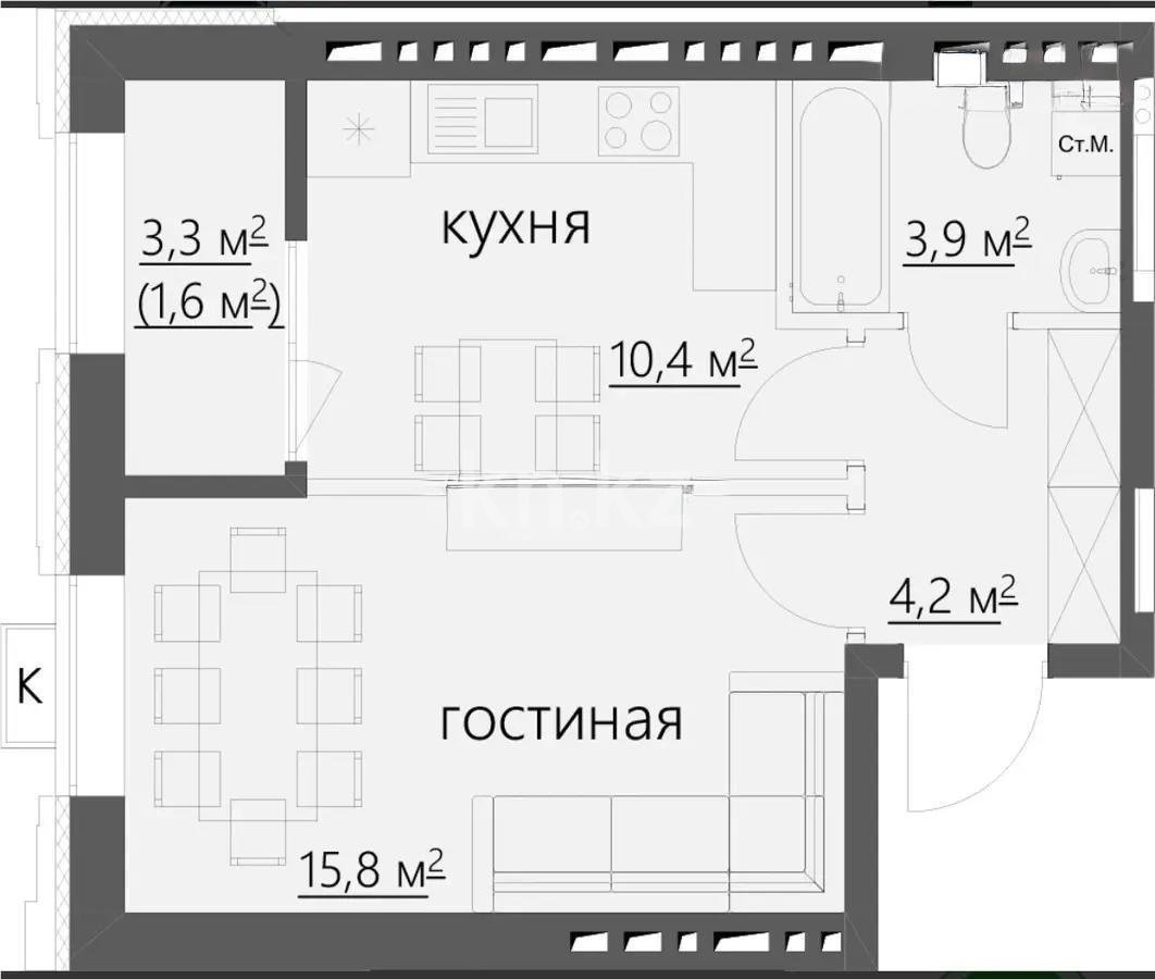 Продажа 1-комнатной квартиры, 37 м² в Караганде