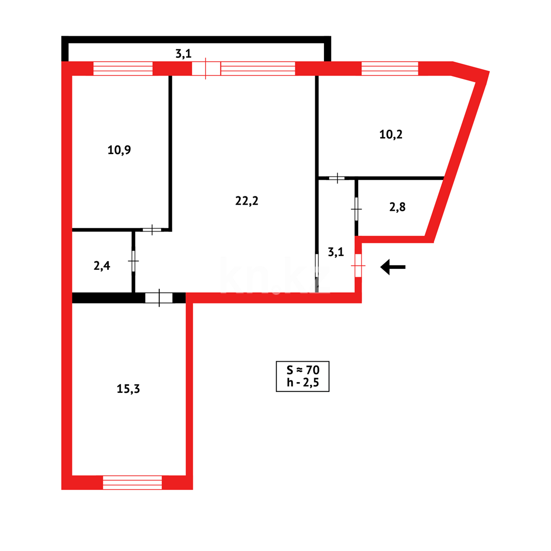 Продажа 3-комнатной квартиры, 70 м² в Караганде - фото 22