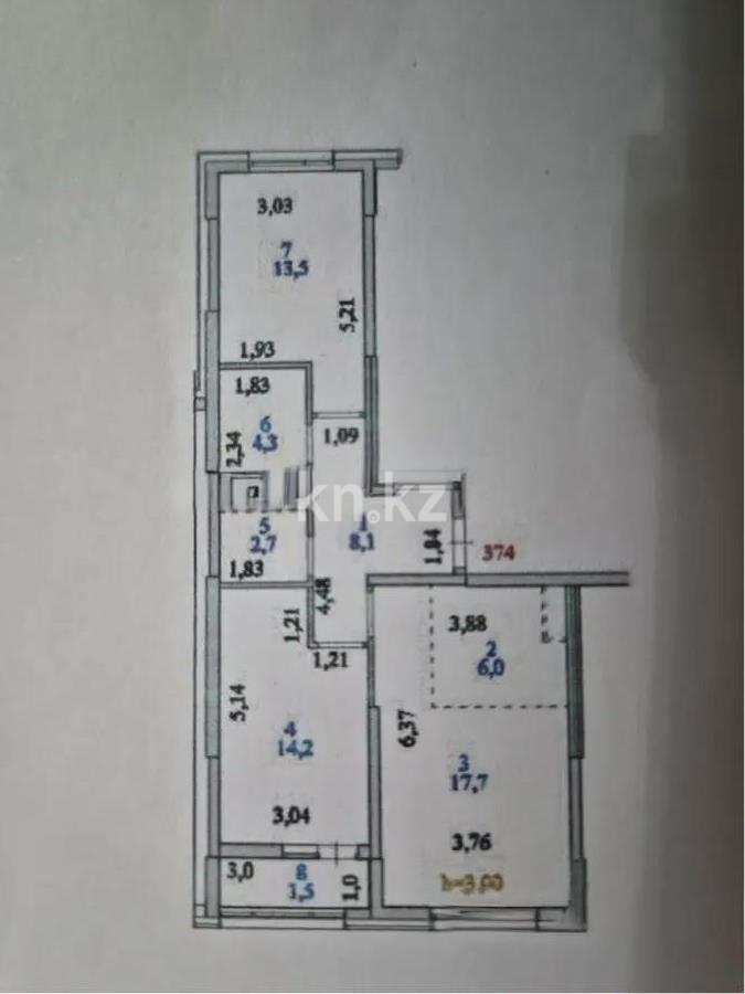Продажа 3-комнатной квартиры, 68 м² в Астане