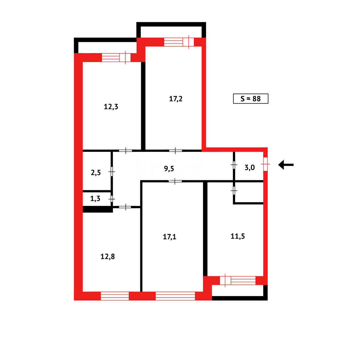 Продажа 4-комнатной квартиры, 91 м², мкр-н 8 в Темиртау - фото 19