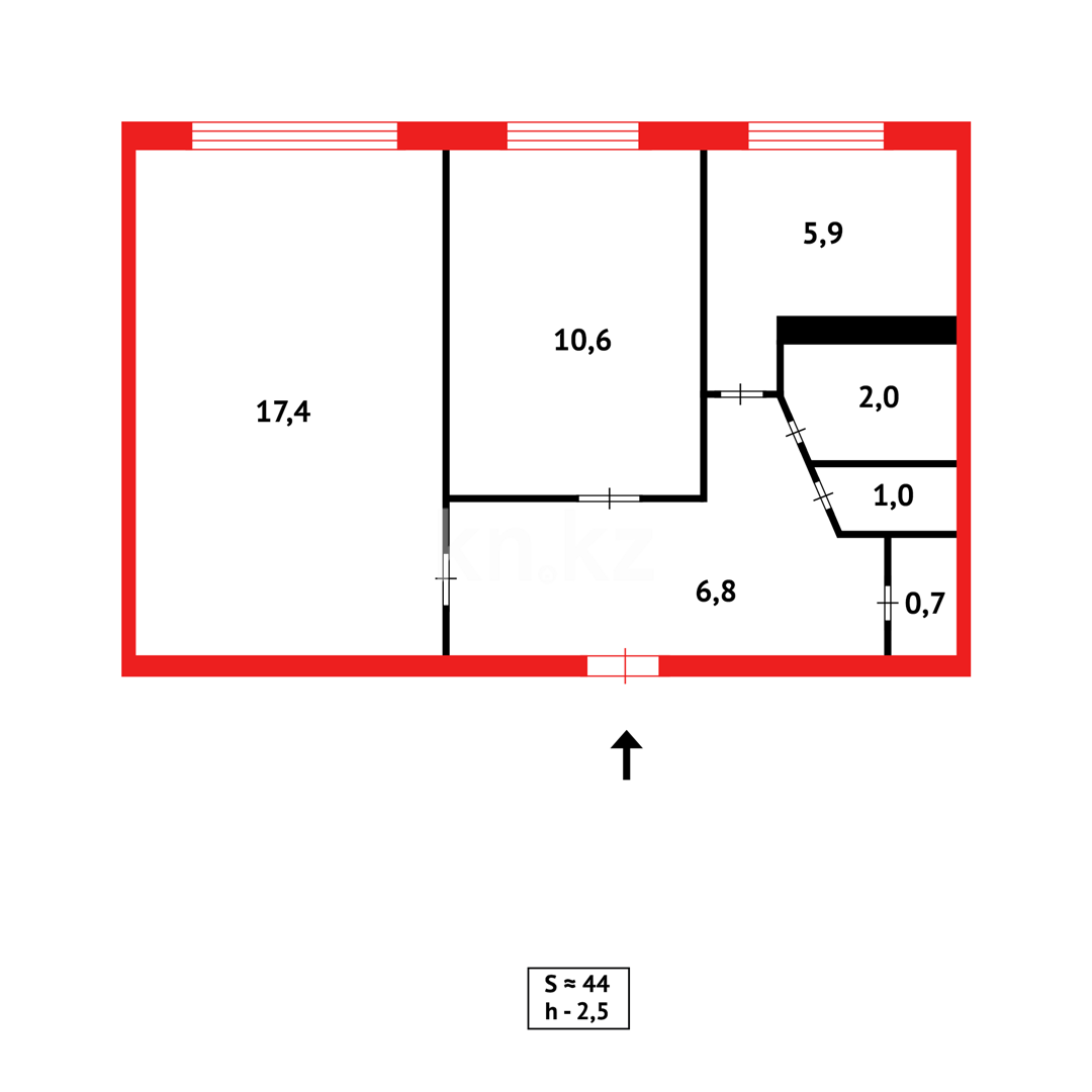 Продажа 2-комнатной квартиры, 44 м² в Караганде - фото 8