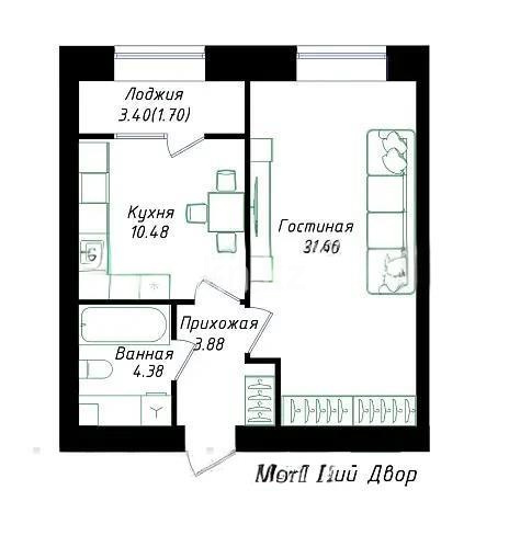 Продажа 1-комнатной квартиры, 42 м² в Астане