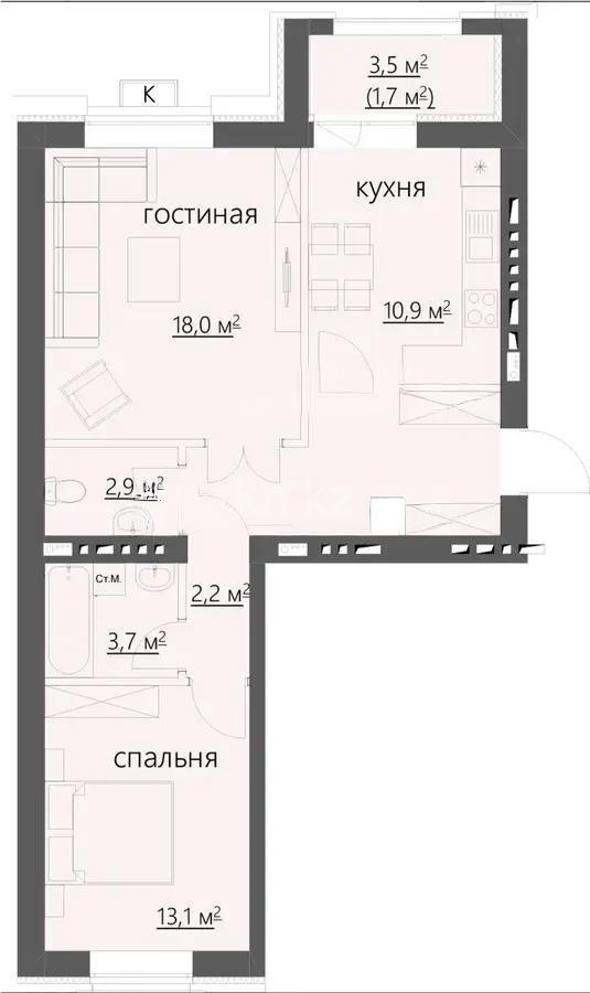 Продажа 2-комнатной квартиры, 63 м² в Караганде