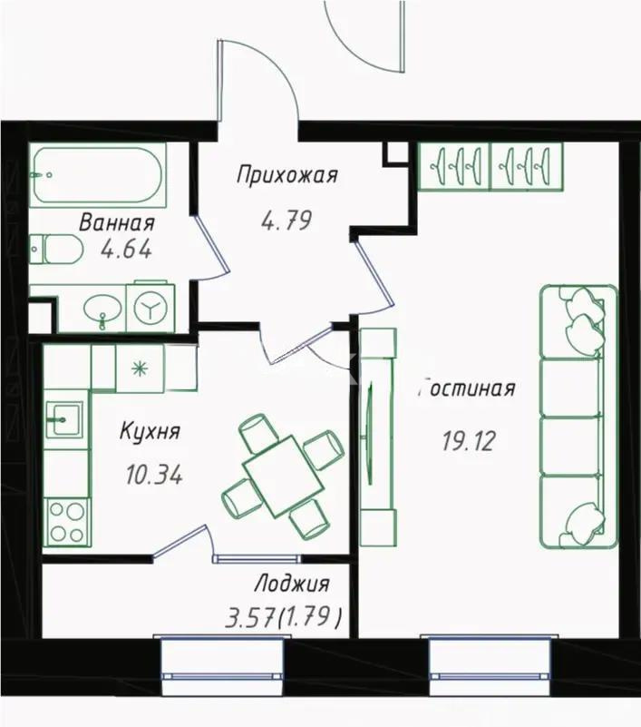 Продажа 1-комнатной квартиры, 39 м² в Астане