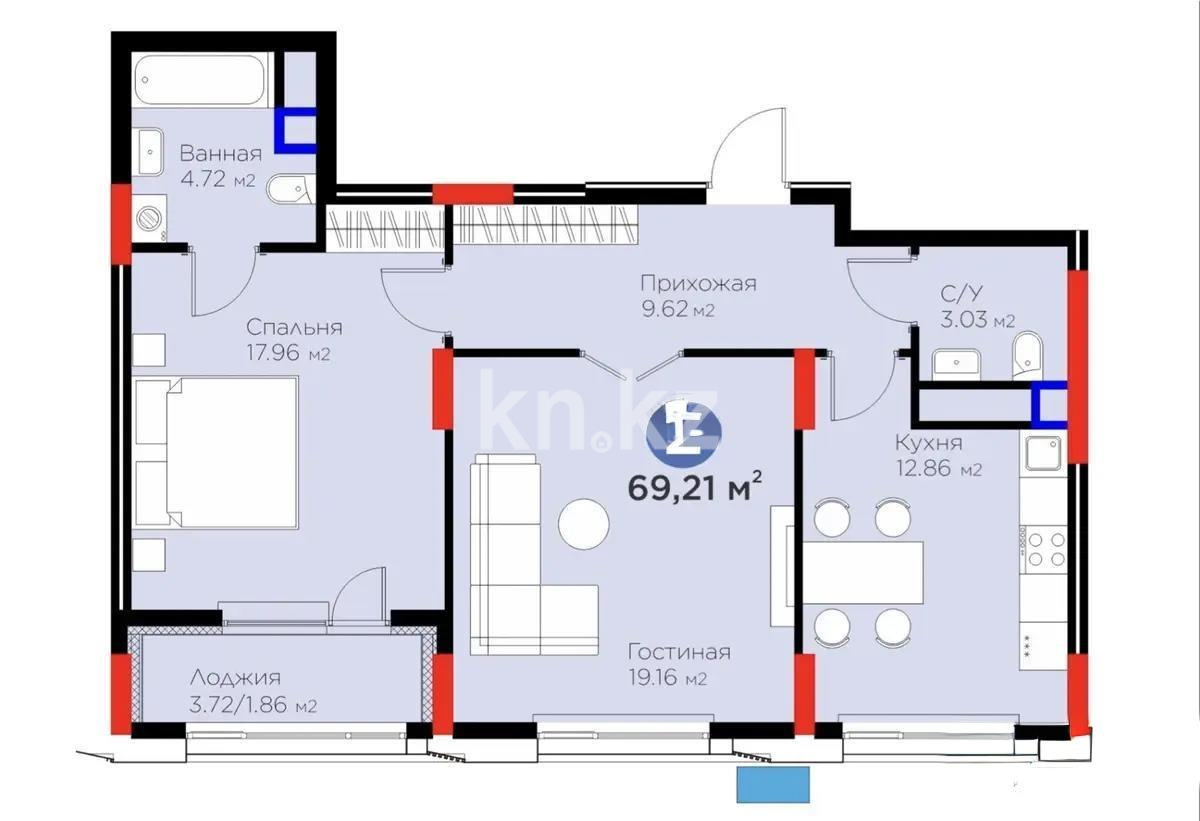 Продажа 2-комнатной квартиры, 70 м² в Астане