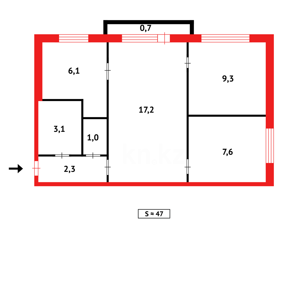 Продажа 2-комнатной квартиры, 45 м² в Караганде - фото 12
