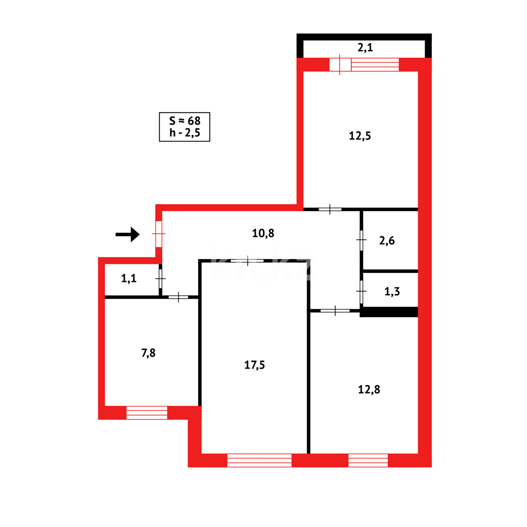 Продажа 3-комнатной квартиры, 70 м², мкр-н 8 в Темиртау - фото 34