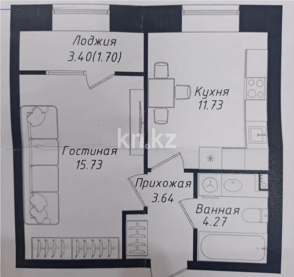Продажа 1-комнатной квартиры, 37.2 м² в Астане