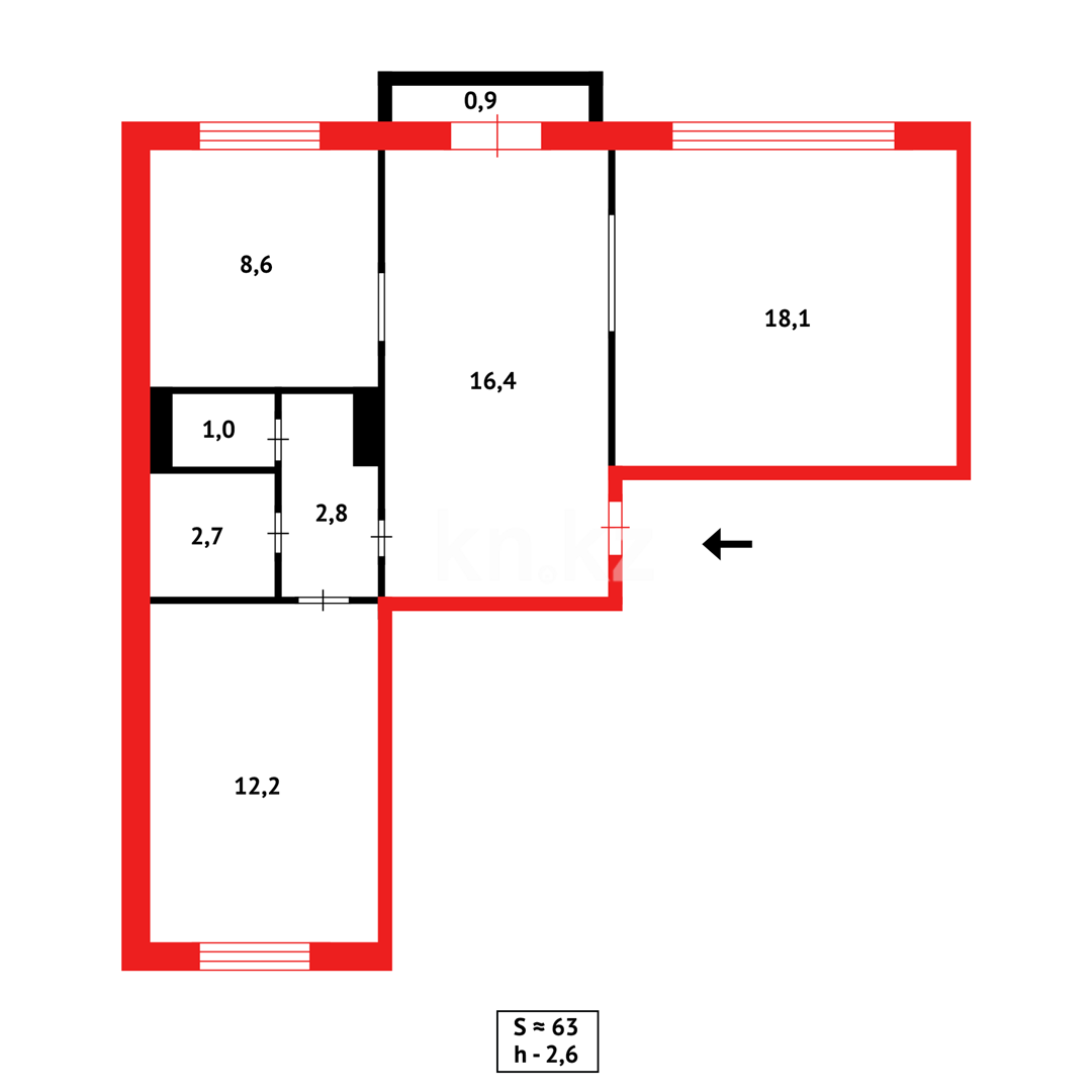 Продажа 3-комнатной квартиры, 63 м², мкр-н Степной-2 в Караганде - фото 16